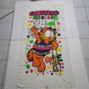 Garfield Beach Bath Towel Spike It Swim Jim Davis Cat Approx 54x28 NEW Vintage